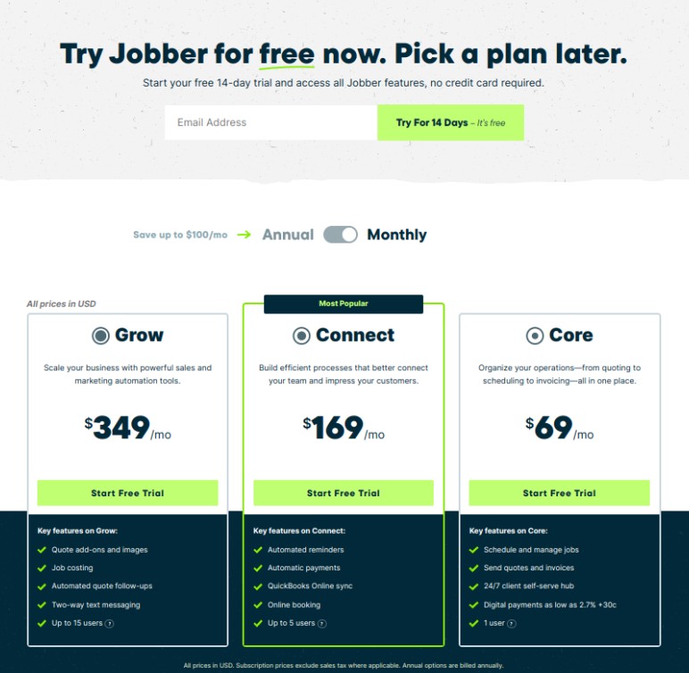 Check out the Jobber pricing | FSM Migration Blog